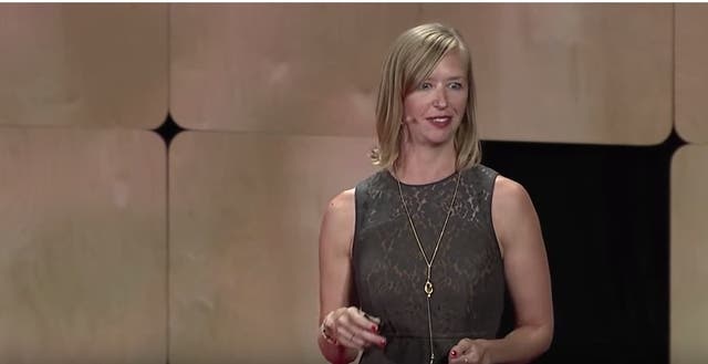 Mandy Len Catron delivers her TED talk on love and relationships