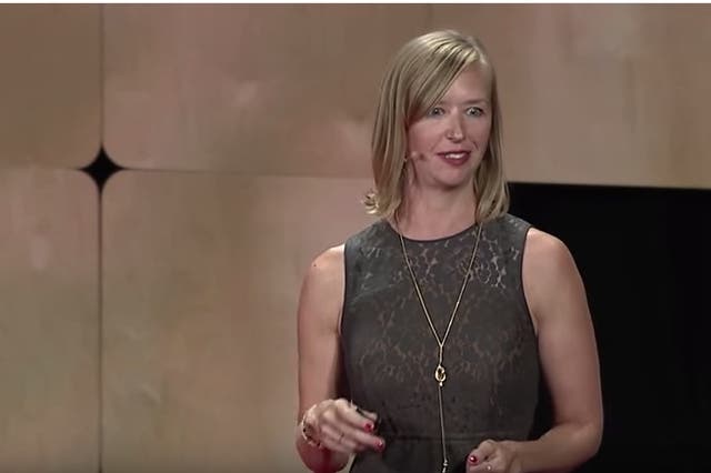Mandy Len Catron delivers her TED talk on love and relationships