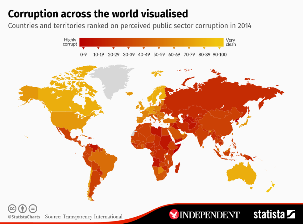 World S Most Corrupt Countries Ranked In One Map The Independent The Independent