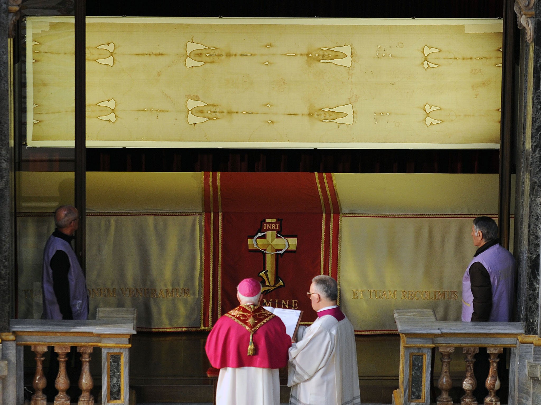 The Shroud of Turin is currently displayed at St John the Baptist Cathedral in Turin