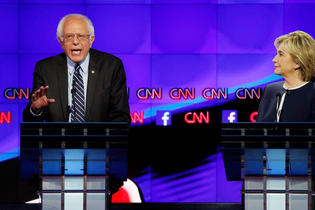 Bernie Sanders and Hillary Clinton spar during the Democratic debate in Nevada.