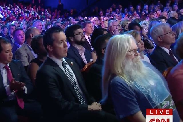The audience member quickly became an internet meme