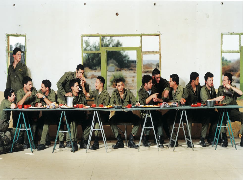 Adi Nes' Untitled, 1999, a staging of The Last Supper with young Israeli soldiers in a military mess hall