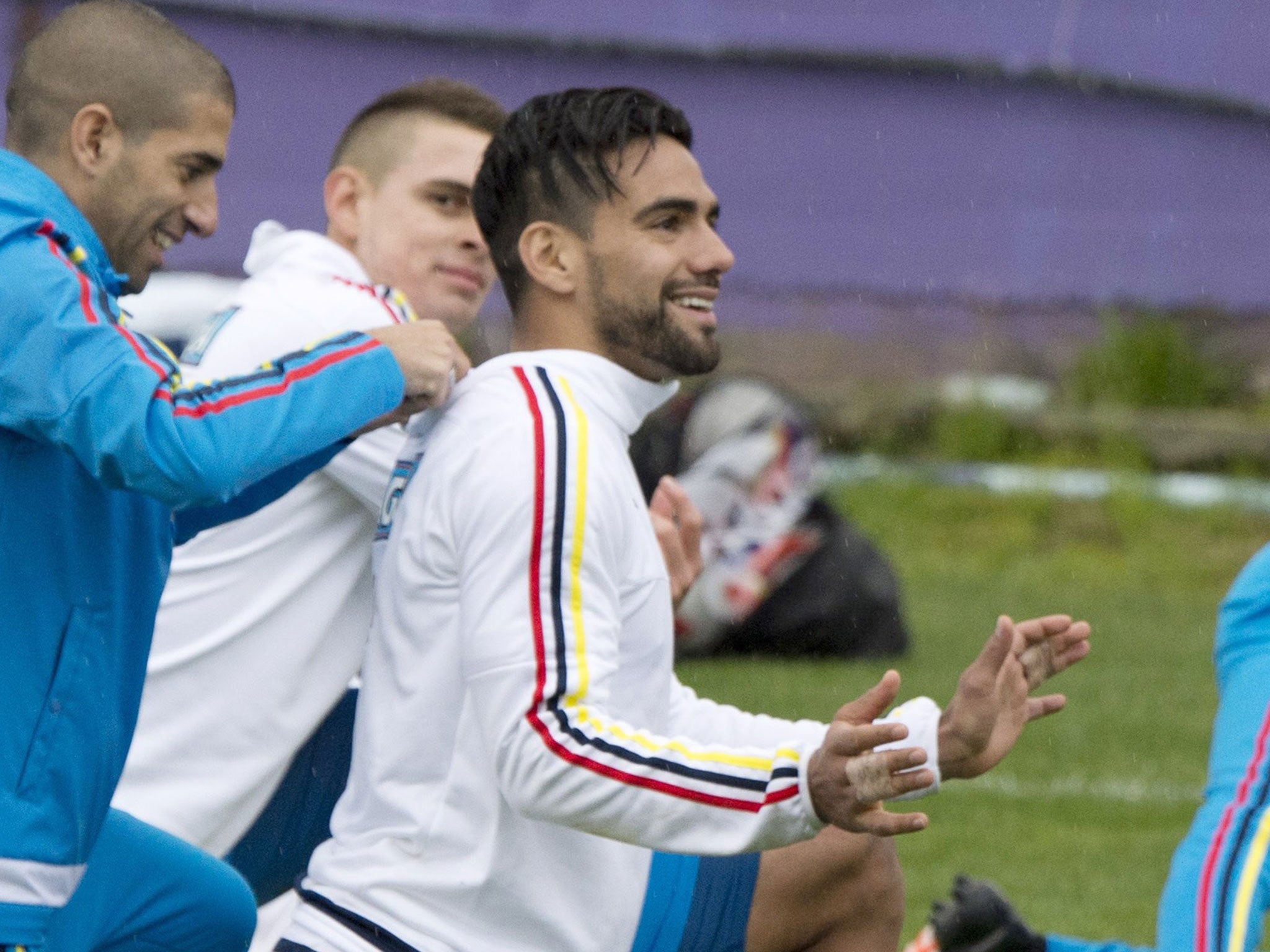 Radamel Falcao in training with Colombia