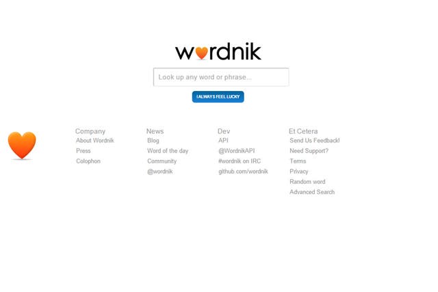 The Wordnik website. 'We believe that words are best learned by example,' its founder says