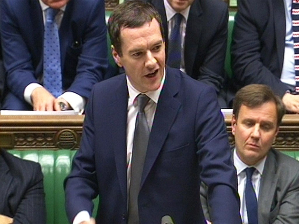 Chancellor George Osborne speaking in the House of Commons on Wednesday