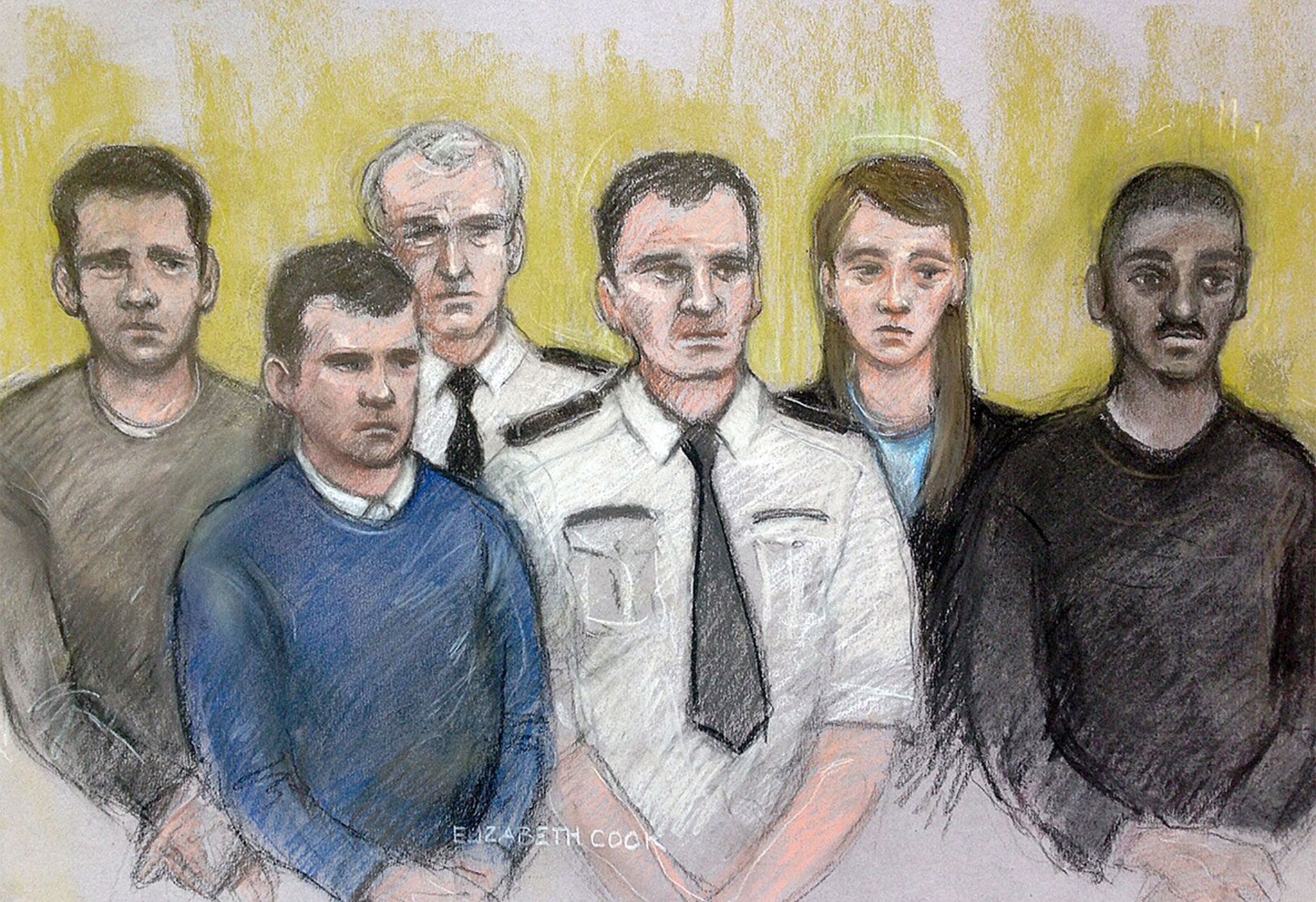 Nathan Matthews and Shauna Hoare (back row) are accused of kidnapping Becky before her killing