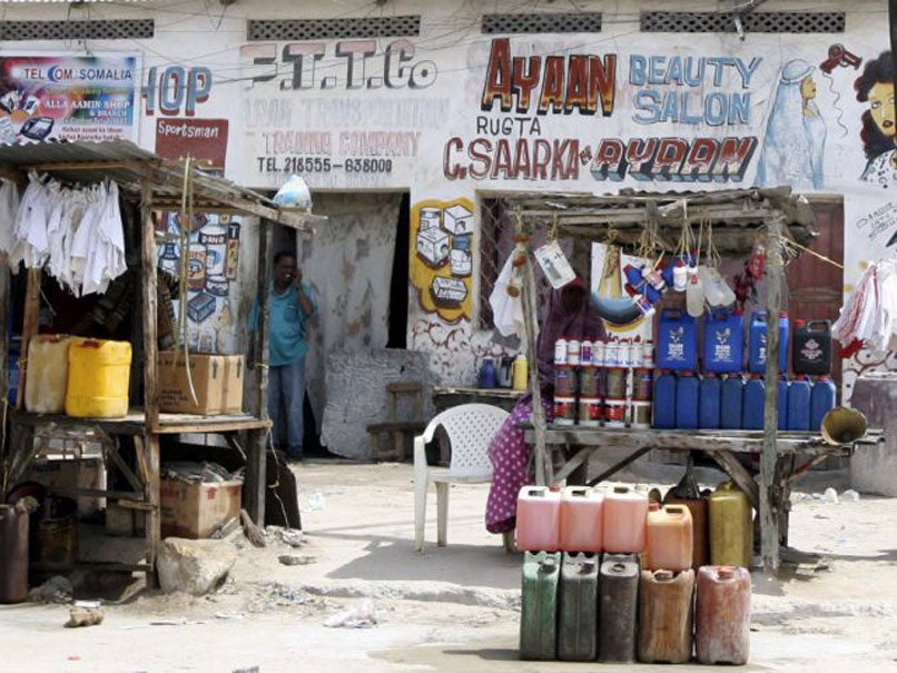 Petrol for sale on a street in Mogadishu. The UN has enforced a moratorium on striking oil deals with Somalia