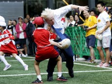 Boris Johnson takes down 10-year-old school boy during rugby match 