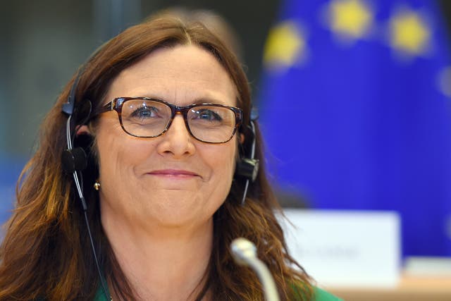 European Commissioner Cecilia Malmstrom attends the European Parliament in Brussels, September 2014