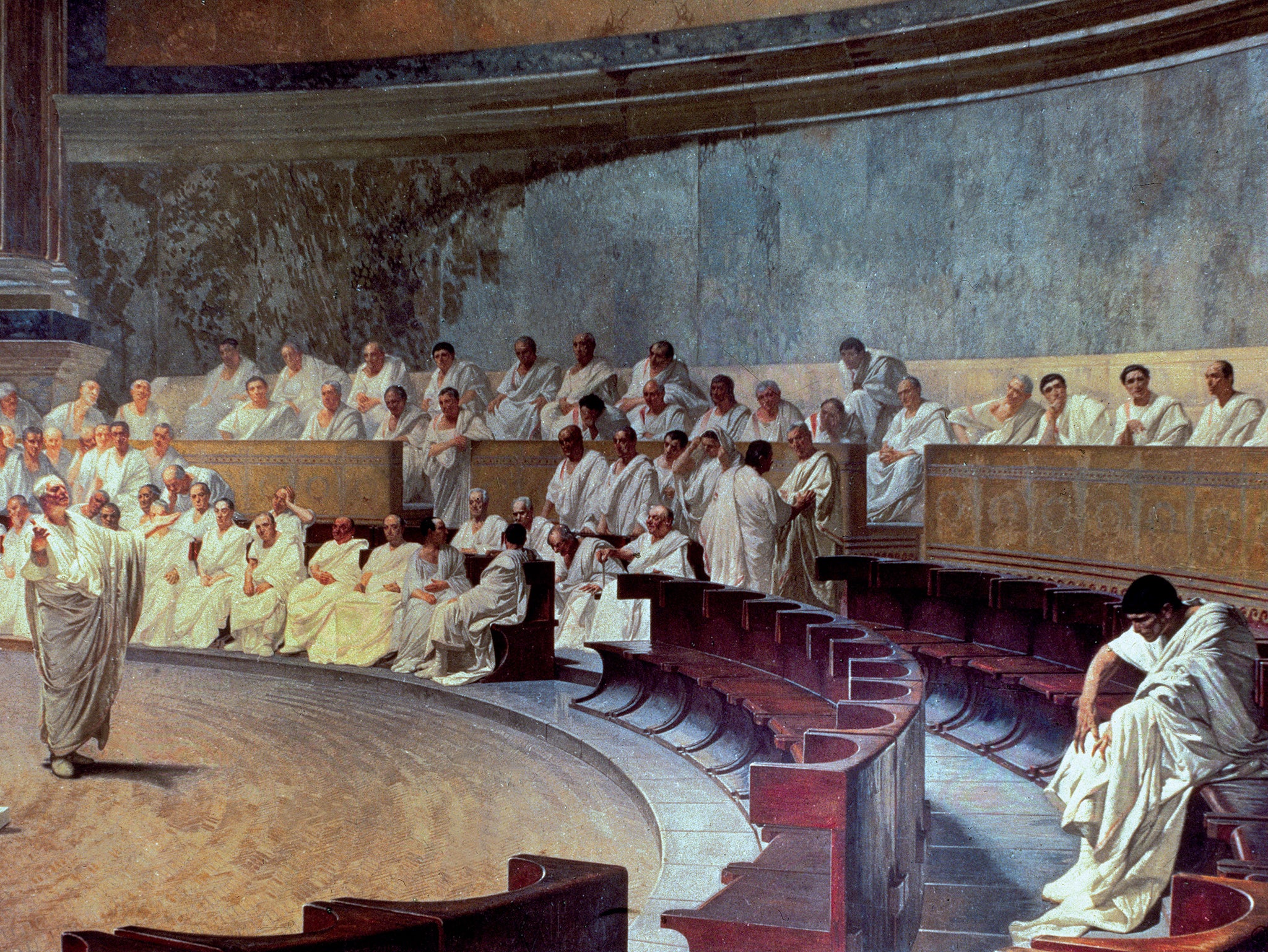 Cicero (106-43 BC) in the Senate Accusing Catiline of Conspiracy on 21st October 63 BC