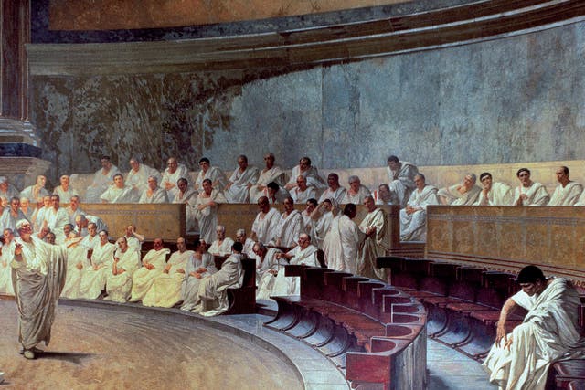 Cicero (106-43 BC) in the Senate Accusing Catiline of Conspiracy on 21st October 63 BC