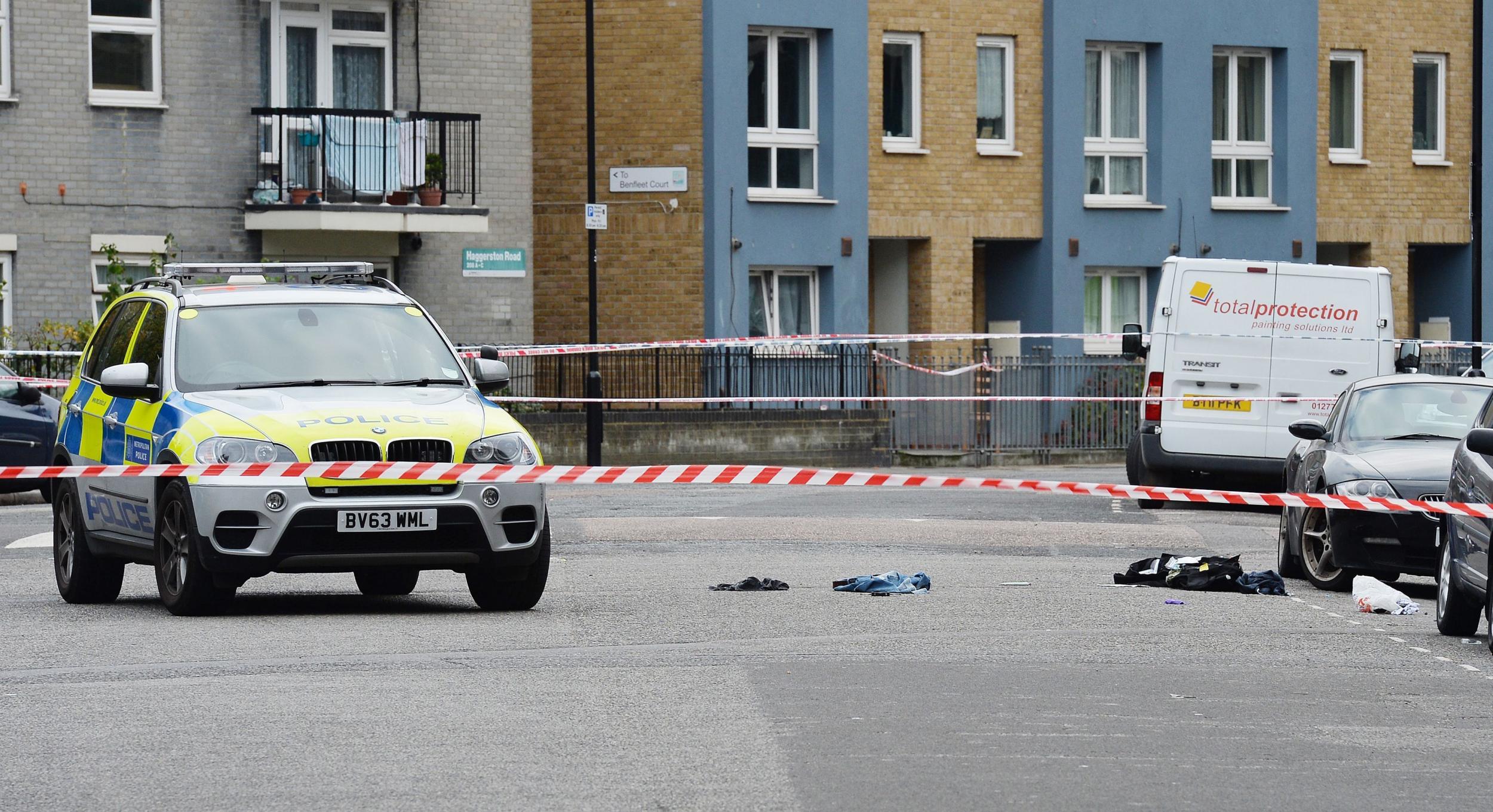 The scene following the shooting in Hackney