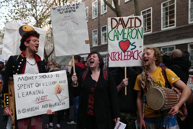 Over 10,000 student protesters demonstrated through London in November 2014 against fees and cuts in the education system 