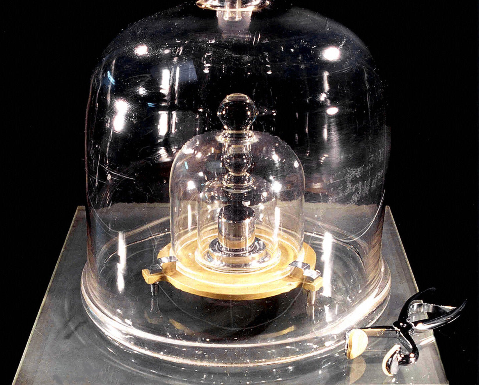 A kilogram is defined by the weight of this small cylinder