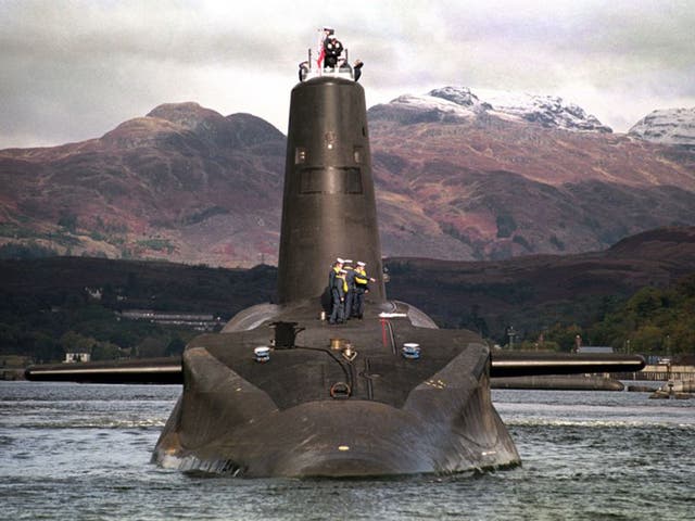 The Royal Navy's Trident-class nuclear submarine Vanguard moored in Farslane, Scotland. The SNP has already voted to maintain the party’s firm opposition to renewing Trident when the existing fleet is taken out of service in 2020