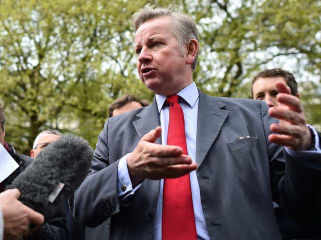 Michael Gove, speaks to journalists during a Conservative Party photocall in central London,