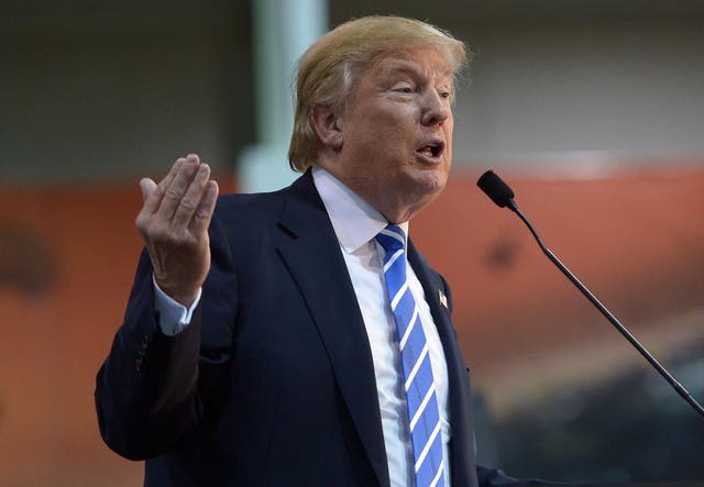 Trump speaks to a crowd in  Virginia.