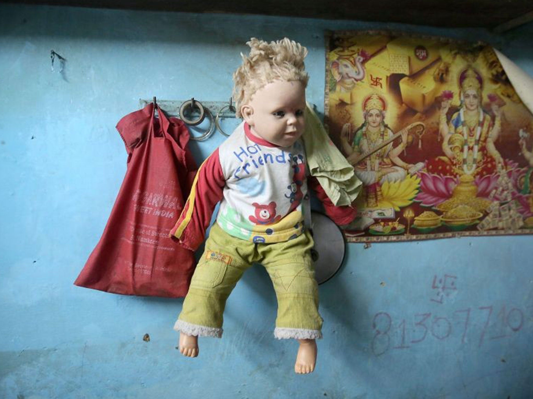 A doll at the home of a four-year-old girl who was raped in Delhi last week