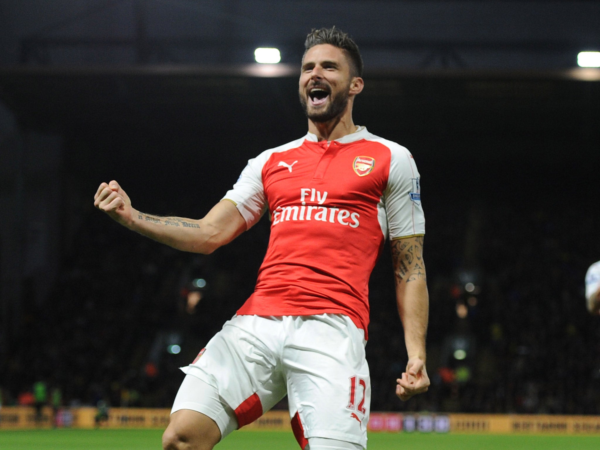 Olivier Giroud celebrates his goal