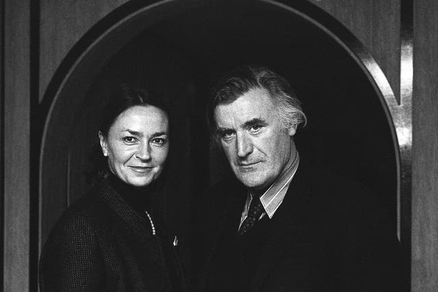 Ted Hughes pictured with his wife, Carol