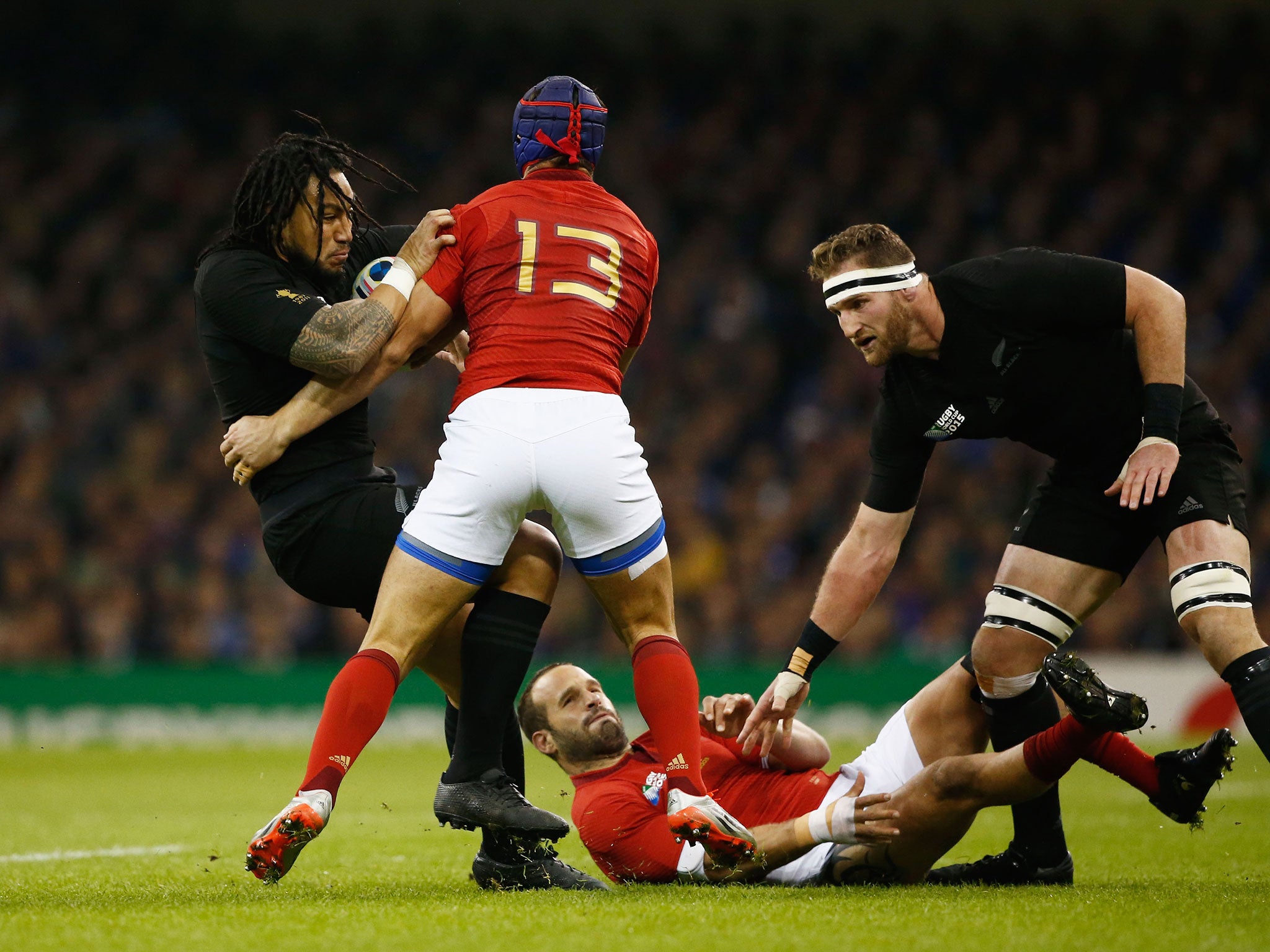 Ma'a Nonu takes the ball into contact against France