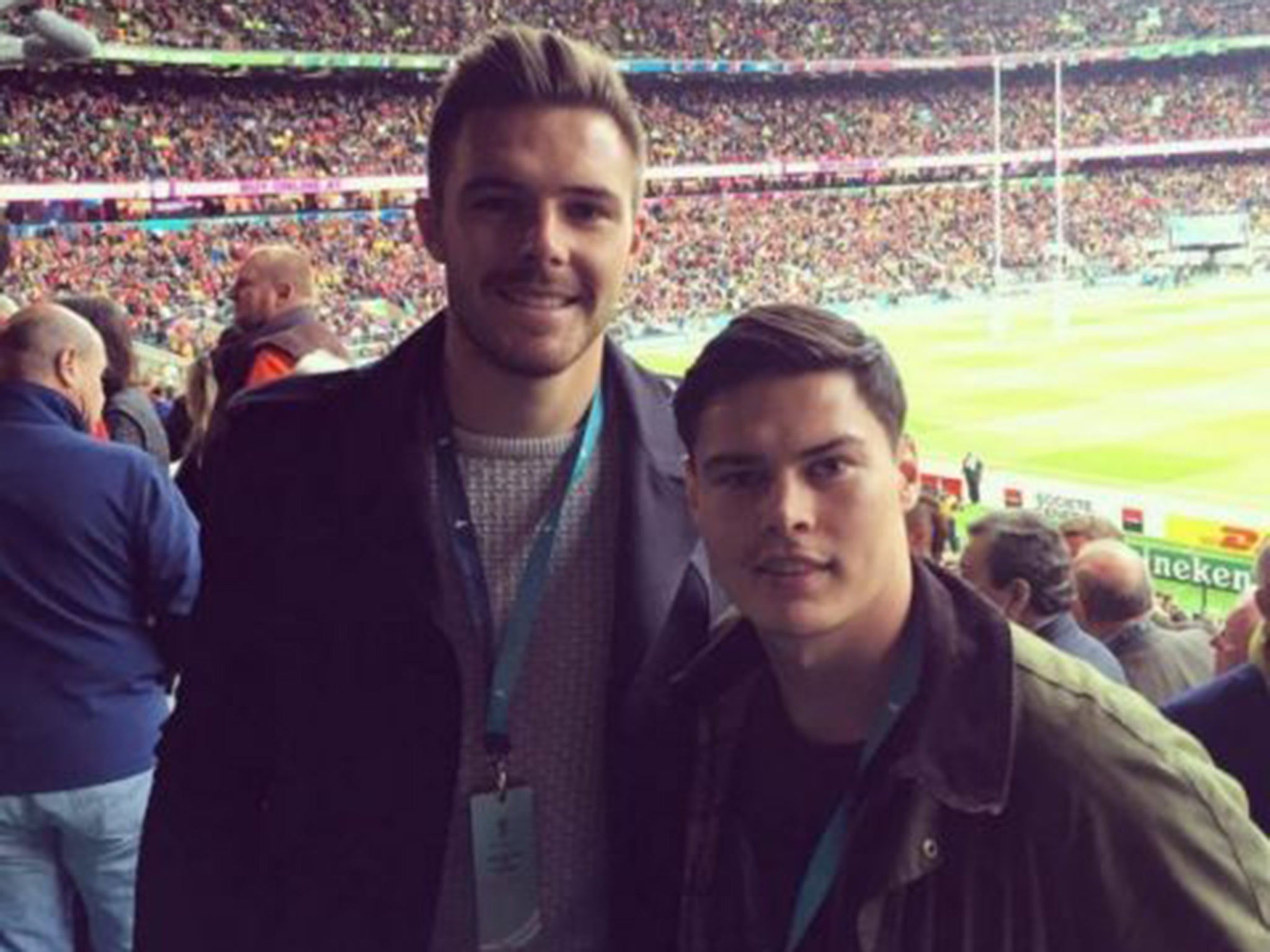 Watching brief: Butland, left, enjoyed the rugby at Twickenham last week