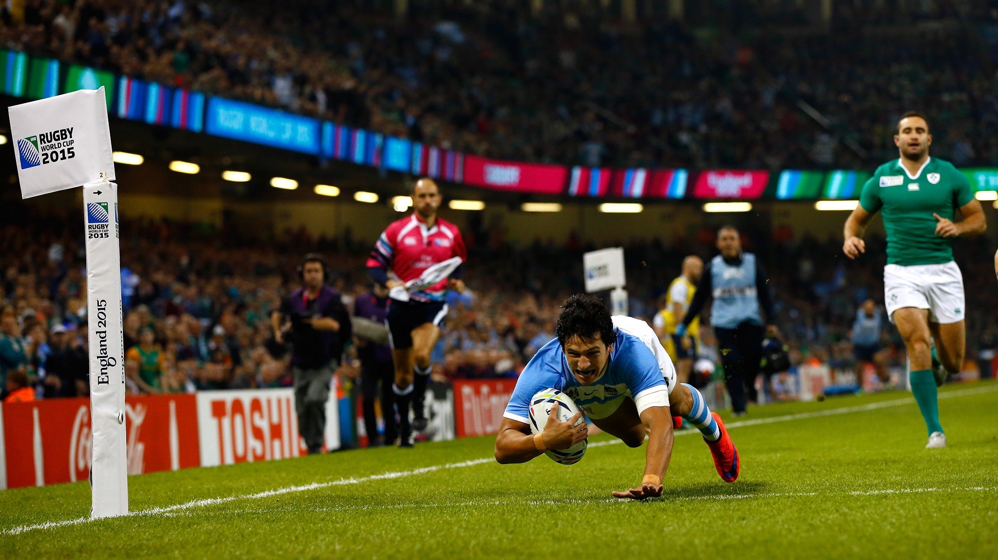 Matias Moroni scores the first try for Argentina