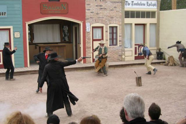 A reenactment of the gunfight in 2011