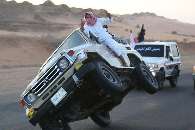 Saudi youths performing risky stunts in their cars