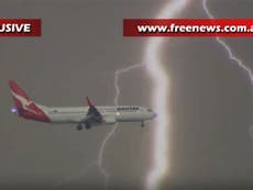 Qantas plane captured in near miss with lightning bolt in Sydney storm