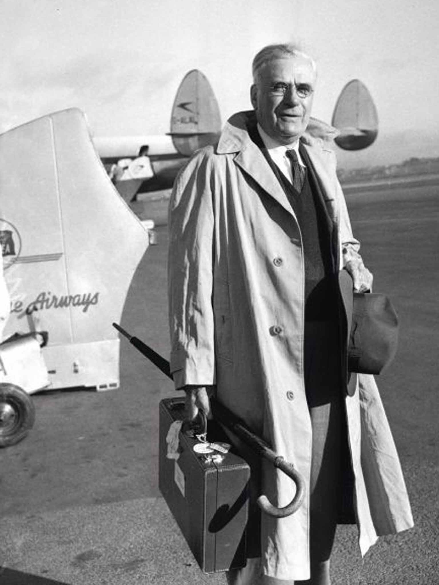 Sir Keith Murdoch at Rose Bay Air Base in Sydney, Australia on 10 August 1951