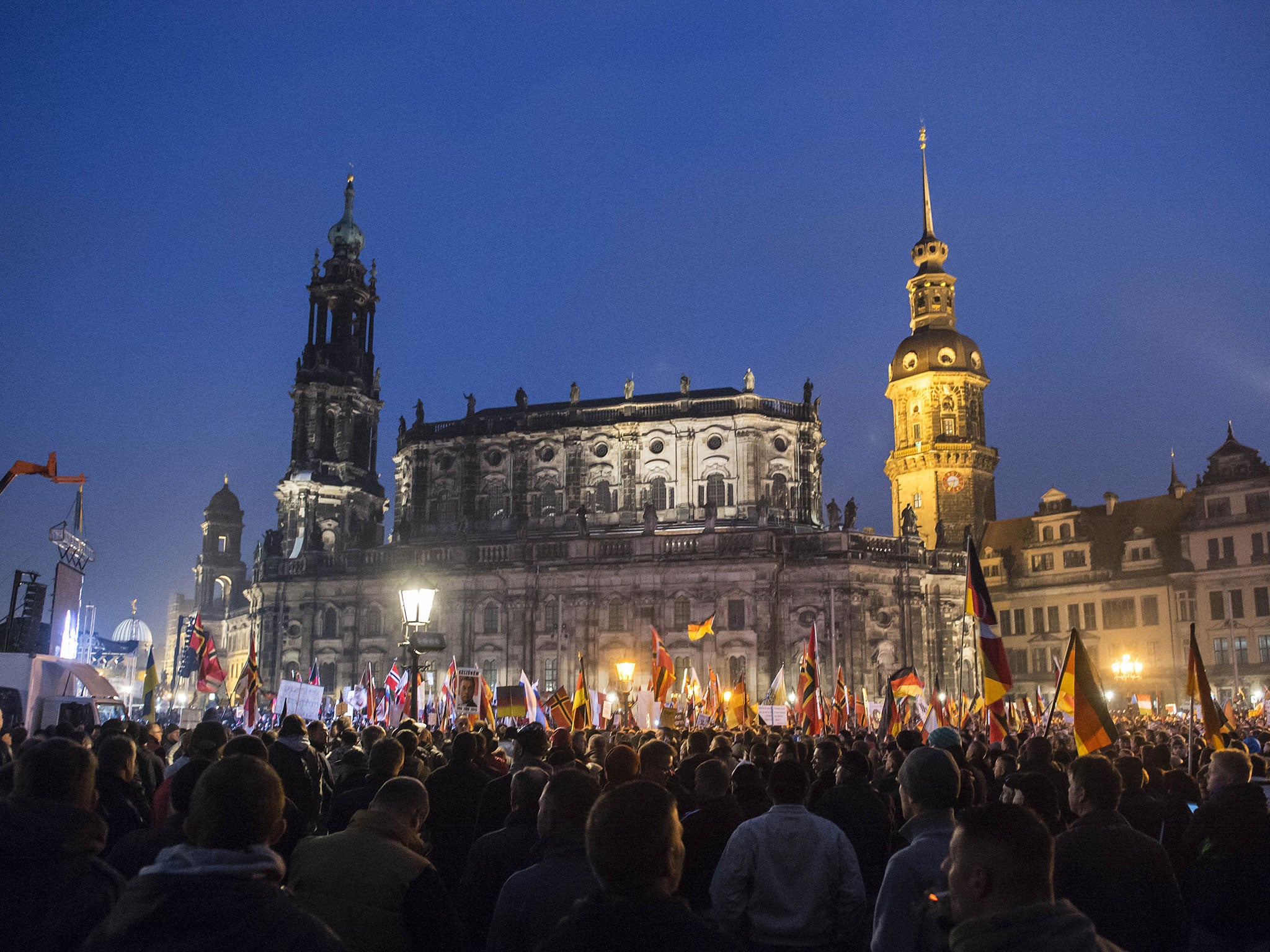 Estimates of the people attending the Pegida rally ranged up to 40,000