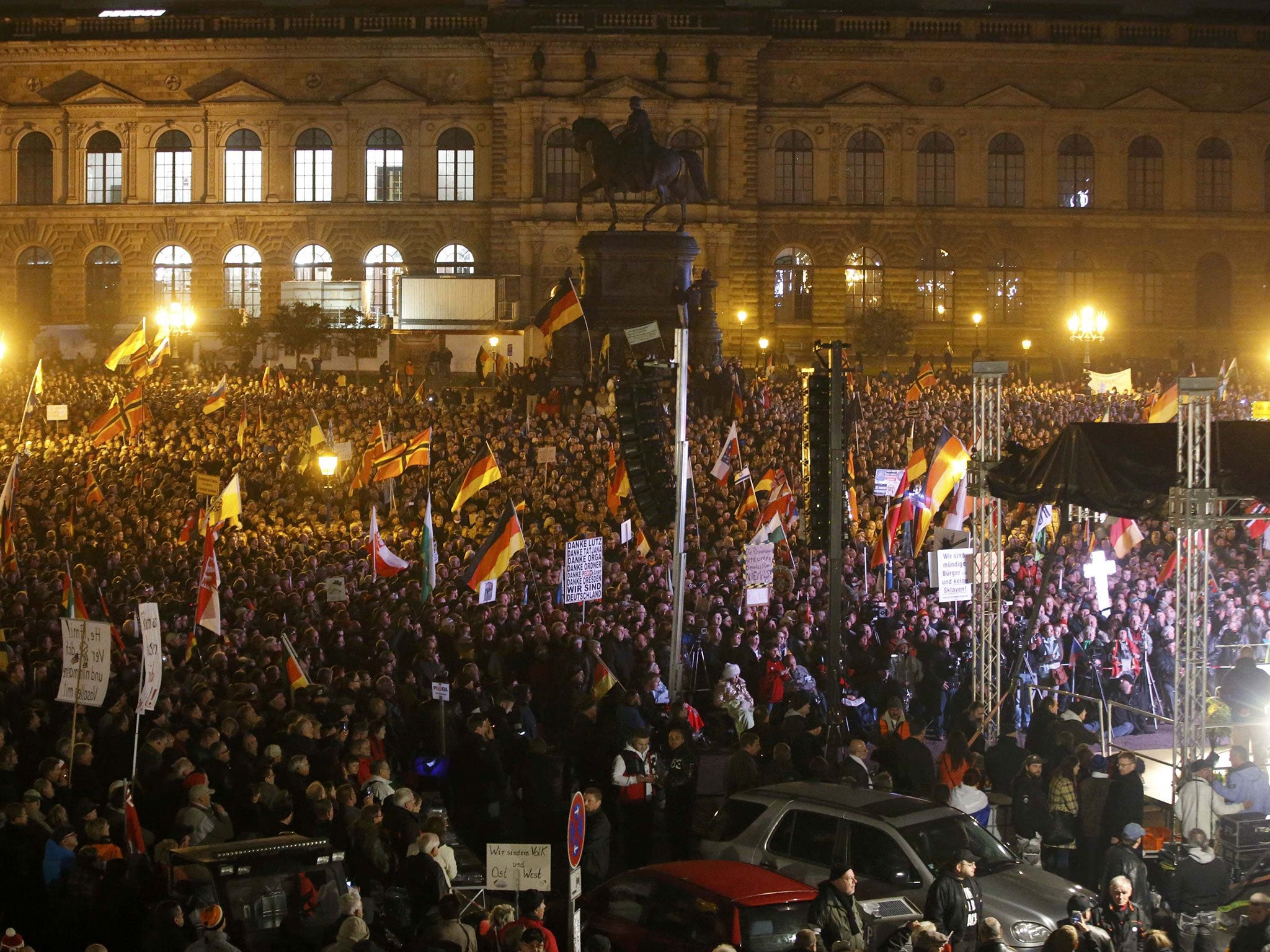 Estimates of the number of Pegida supporters ranged up to 40,000