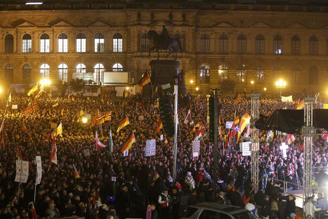 Estimates of the number of Pegida supporters ranged up to 40,000