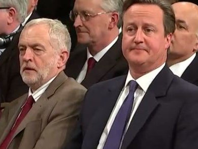 The two leaders looked tense as they awaited the speech
