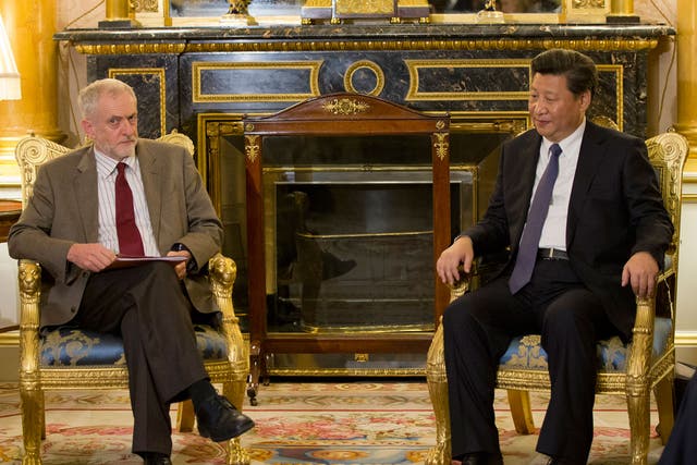 Labour party leader Jeremy Corbyn meets with the China's President, Xi Jinping