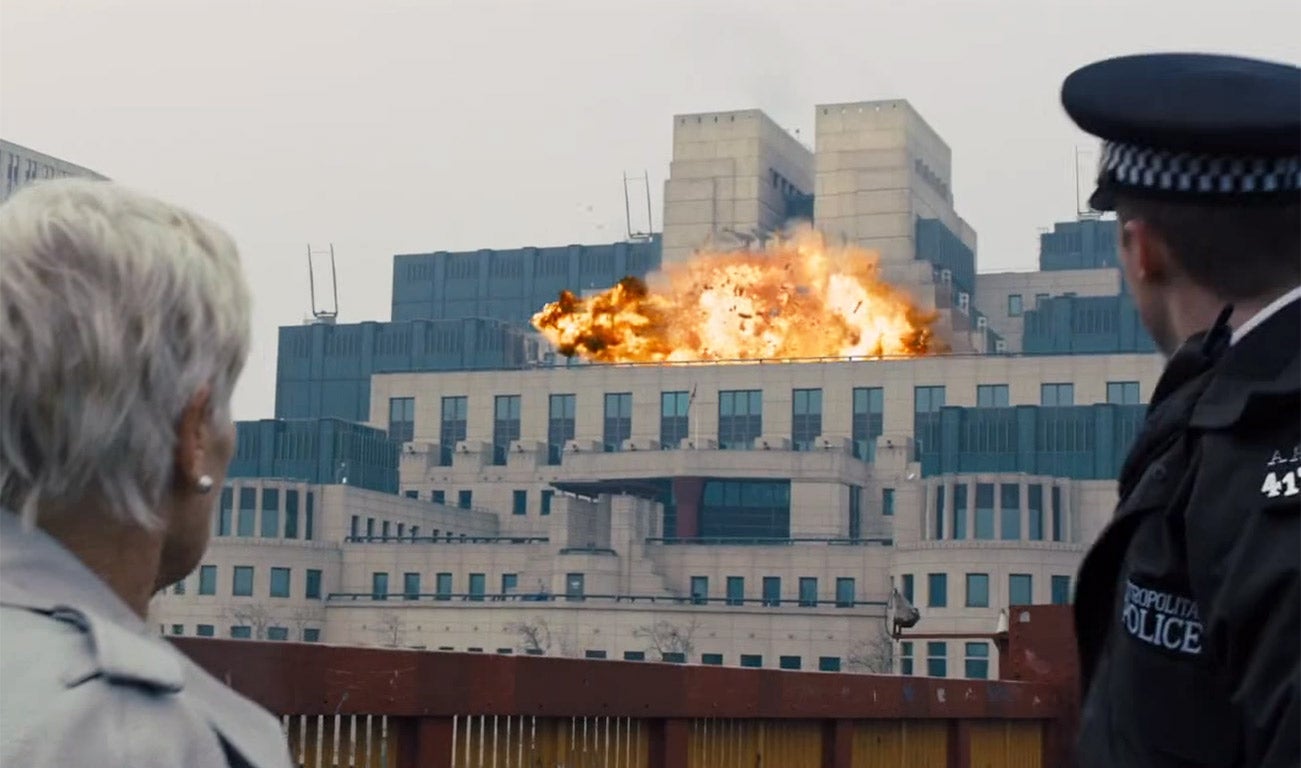 &#13;
The MI6 building is blown up in James Bond's 2012 outing 'Skyfall'&#13;