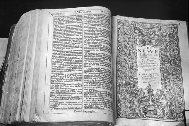 The first issue of the first edition of the 'Authorised Version' of the English Bible, printed in London in 1611 by Robert Barker. Commissioned by King James I, it is also known as the King James Version.