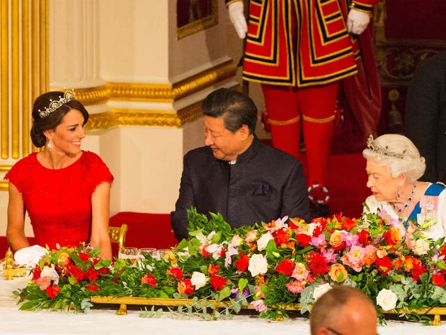 President Xi was welcomed by the Queen and the Duchess of Cambridge at Buckingham Palace