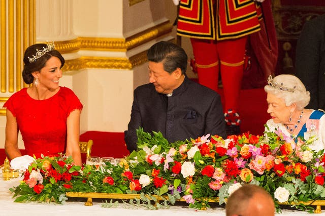 President Xi was welcomed by the Queen and the Duchess of Cambridge at Buckingham Palace