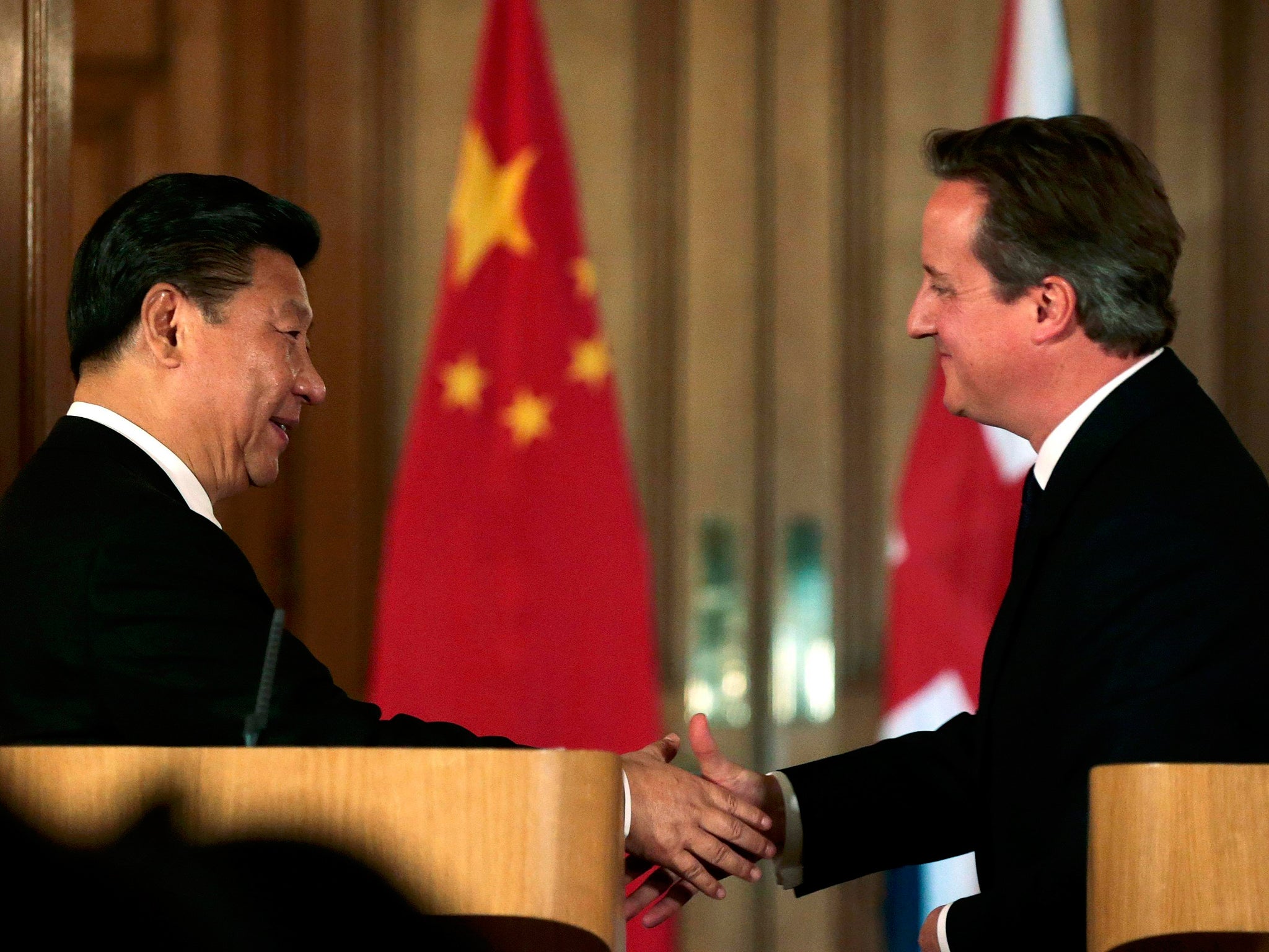 The Chinese President and Prime Minister during talks in London