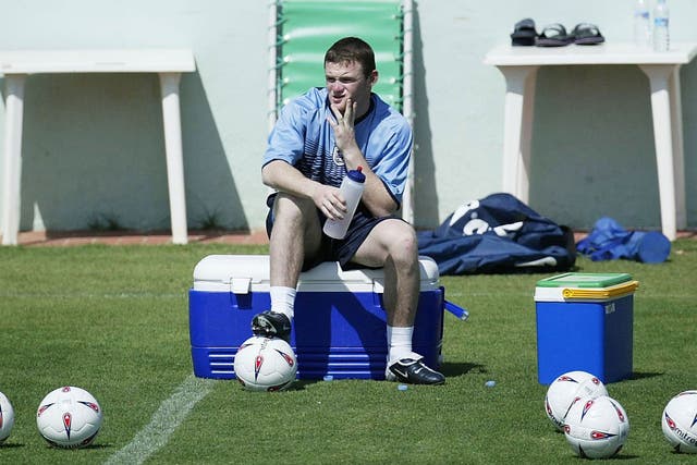 A 17-year-old Wayne Rooney trains with the England squad in Spain during the summer of 2003