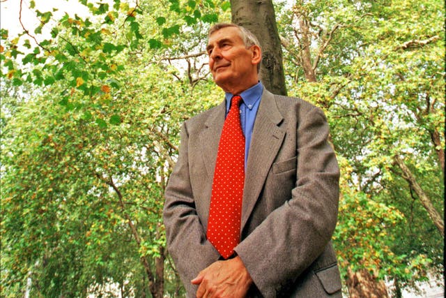 McGill in Hyde Park in 1987, during his tree-planting appeal following the Great Storm