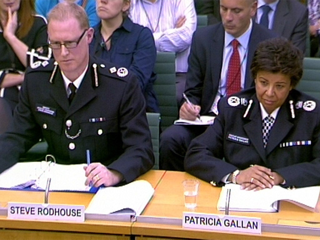 Deputy Assistant Commissioner Steve Rodhouse and Assistant Commissioner Patricia Gallan give evidence to MPs
