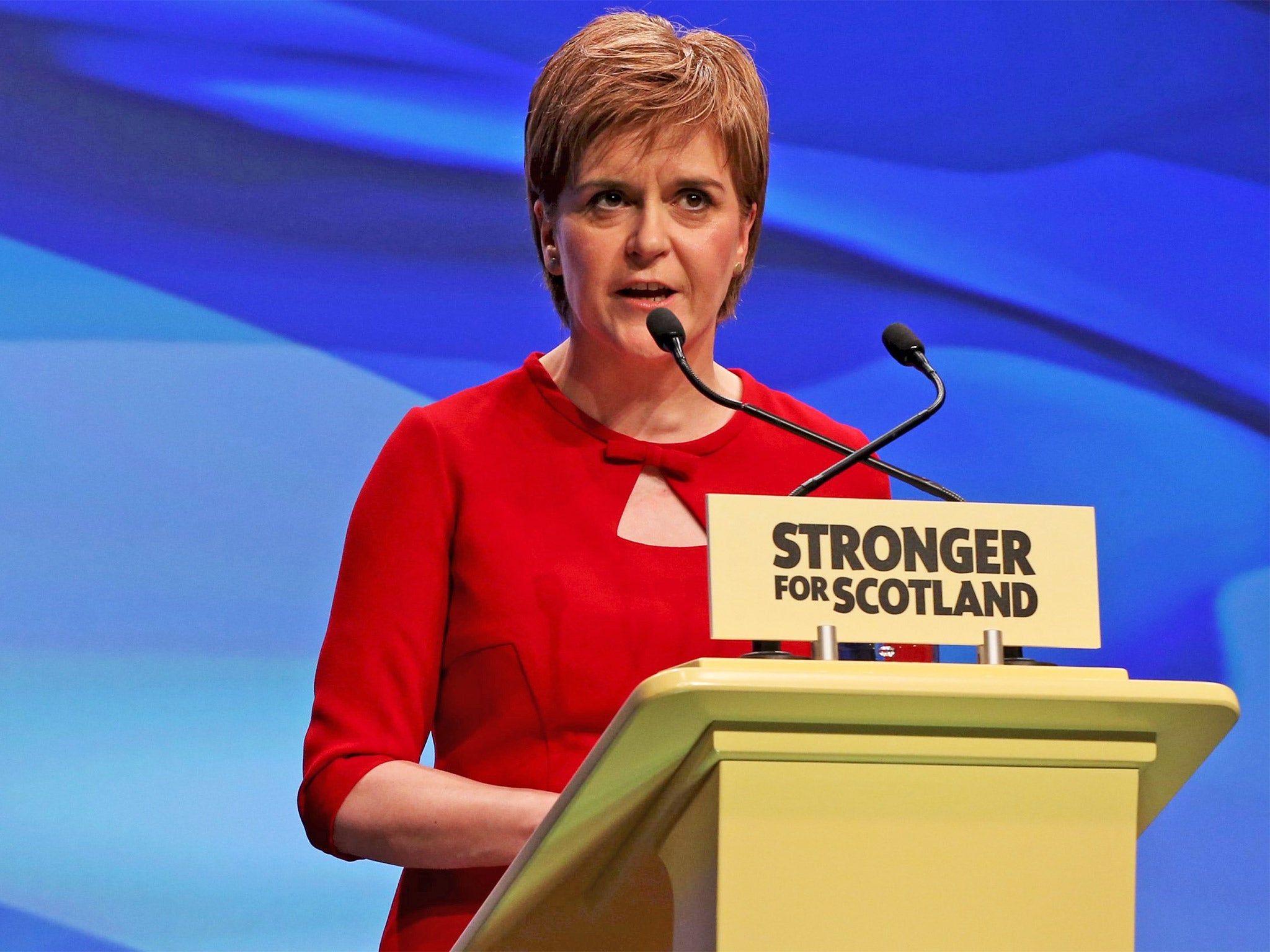 Nicola Sturgeon at the SN P conference last week, where she said the party should be judged ‘on our record’ in government