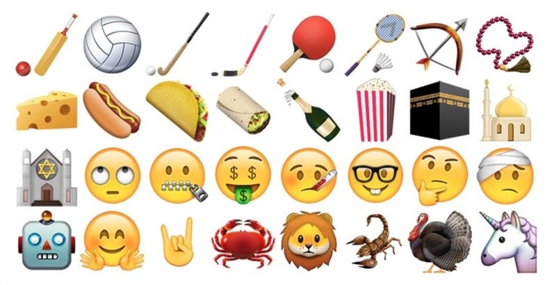 A collection of the new emoji, made by Emojipedia