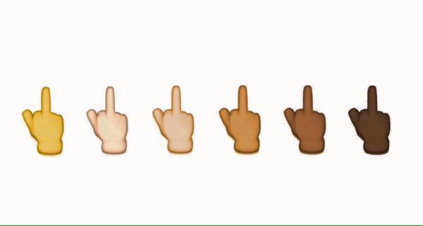 The middle finger, as seen in iOS 9.1, as seen in all of its skin tones