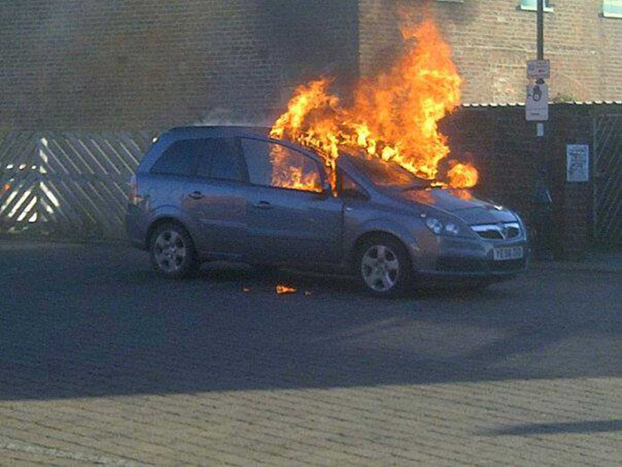 One of the Zafira models that allegedly spontaneously caught fire