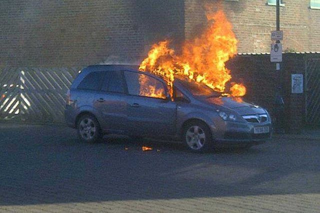 One of the Zafira models that allegedly spontaneously caught fire
